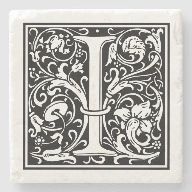 Posavasos De Piedra Letra vintage "I" (Anverso)