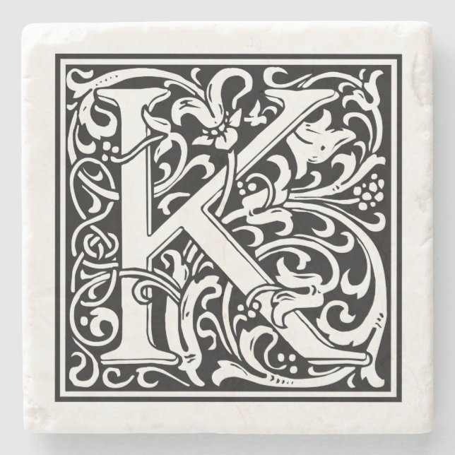 Posavasos De Piedra Letra vintage "K" (Anverso)