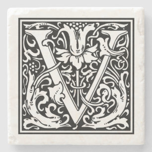 Posavasos De Piedra Letra vintage "V"