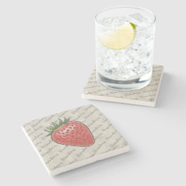 Posavasos De Piedra Letras de escritura elegantes en fresa gris modern