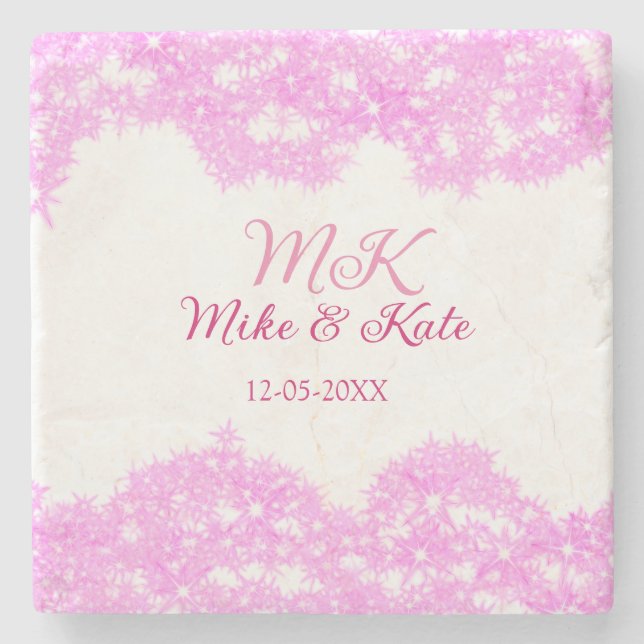 Posavasos De Piedra Letras mayúsculas iniciales nombre fecha monograma (Anverso)