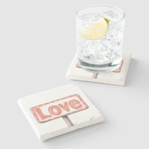 Posavasos De Piedra Letrero de amor rojo neón