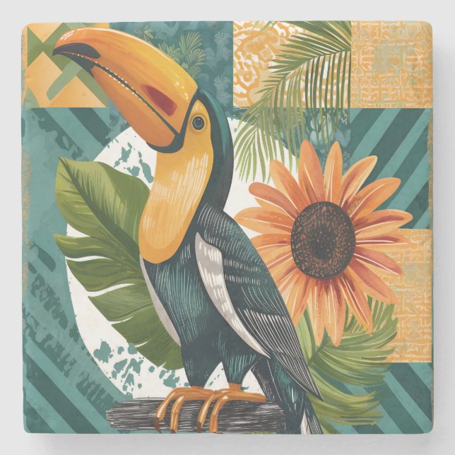 Posavasos De Piedra Leuchtender Tukan in tropischer Harmonie (Anverso)