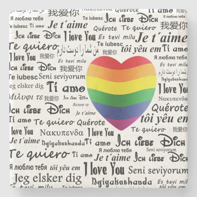Posavasos De Piedra LGBT te amo (Anverso)
