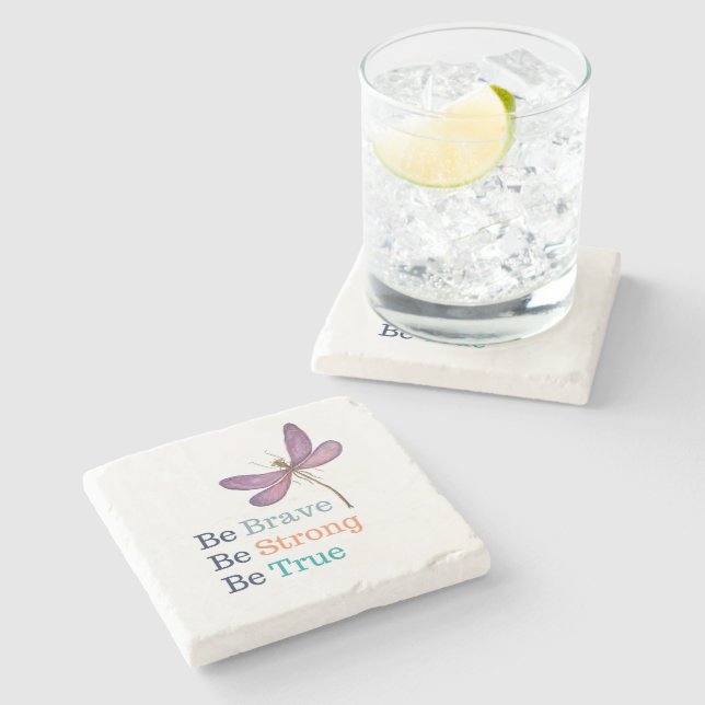 Posavasos De Piedra Libélula valiente fuerte verdadera (Lateral)