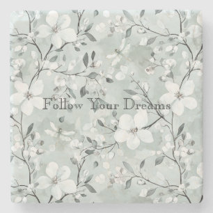 Posavasos De Piedra Libélulas Florales Blanco Azul