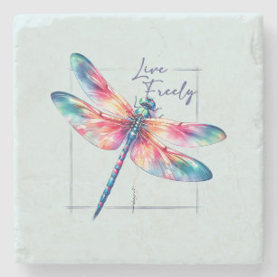 Posavasos De Piedra Libremente en vivo - Dragonfly artístico
