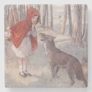 Posavasos De Piedra Libro de cuentos vintage de Caperucita Roja