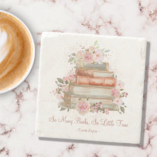 Posavasos De Piedra Libros de citas personalizadas y rosas rosadas vin