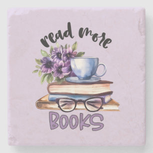Posavasos De Piedra Libros de lectura de palabras arte