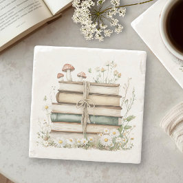 Posavasos De Piedra Libros Florales Vintage Acuarela
