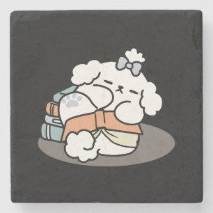 Posavasos De Piedra Libros y cortezas - Diseño de lectura de perros es