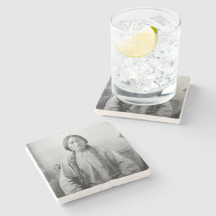 Posavasos De Piedra Líder lakota sacudiendo a indígenas norteamericano