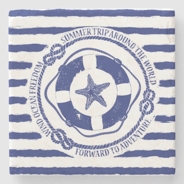 Posavasos De Piedra Lifebuoy y estrellas de mar (Anverso)