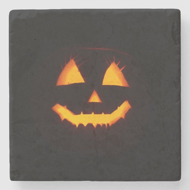 Posavasos De Piedra Ligero Jack O Lantern (Anverso)