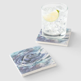 Posavasos De Piedra Lilac azul francés y Rosa artístico ceruleano