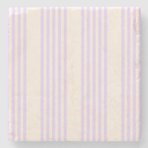Posavasos De Piedra Lilac púrpura y beige cinco rayas patrón