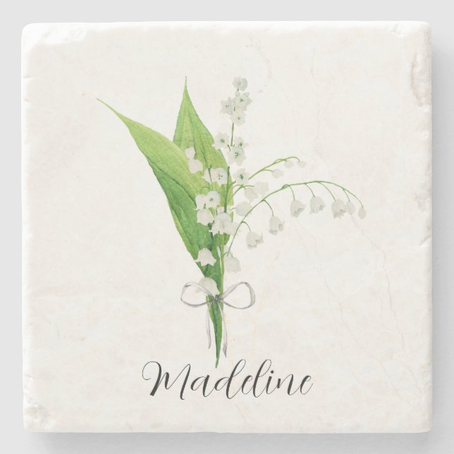 Posavasos De Piedra Lily of the Valley Floral (Anverso)