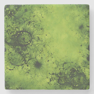 Posavasos De Piedra Lima Verde Grunge con acentos negros
