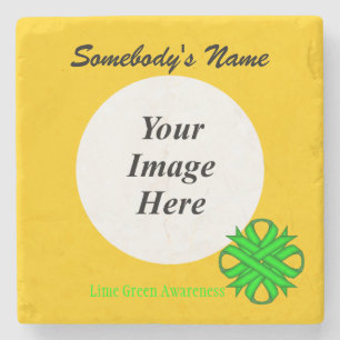 Posavasos De Piedra Lime Green Clover Ribbon por Kenneth Yoncich