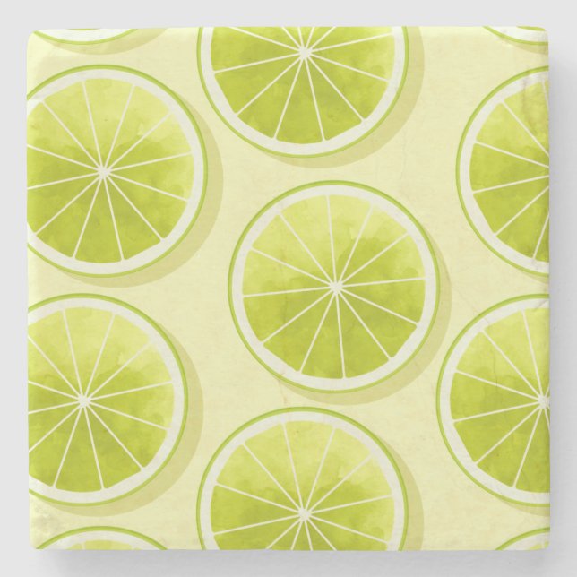 Posavasos De Piedra Lime Slices en amarillo claro (Anverso)