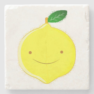 Posavasos De Piedra Limón de dibujos animados lindo