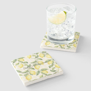 Posavasos De Piedra Limones Amarillos Frescos
