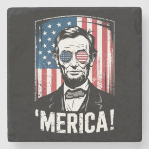 Posavasos De Piedra Lincoln Merica 4 de Julio Bandera Americana Vintag