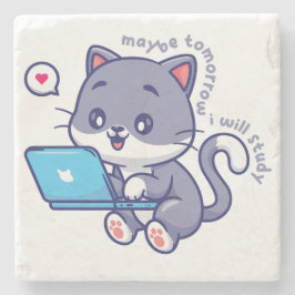 Posavasos De Piedra linda estudiante perezosa - tal vez mañana estudia