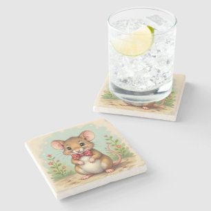 Posavasos De Piedra Lindo adorable ratoncito con corbata