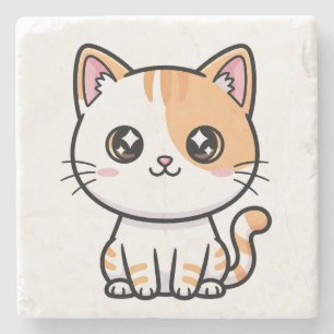 Posavasos De Piedra Lindo gatito atigrado naranja Kawaii