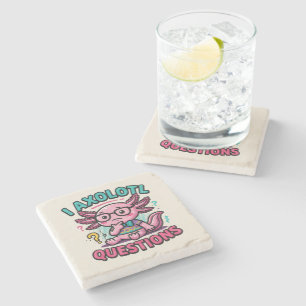Posavasos De Piedra Lindo Preguntas de Ajolote nerd azteca con gafas