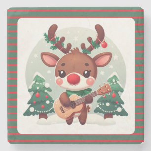 Posavasos De Piedra Lindo Reno Caprichoso con guitarra