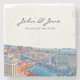 Posavasos De Piedra Línea aérea personalizada de Las Vegas