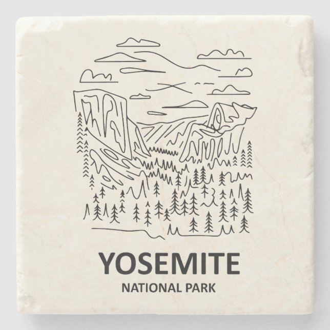 Posavasos De Piedra Línea de arte del Parque Nacional Yosemite (Anverso)