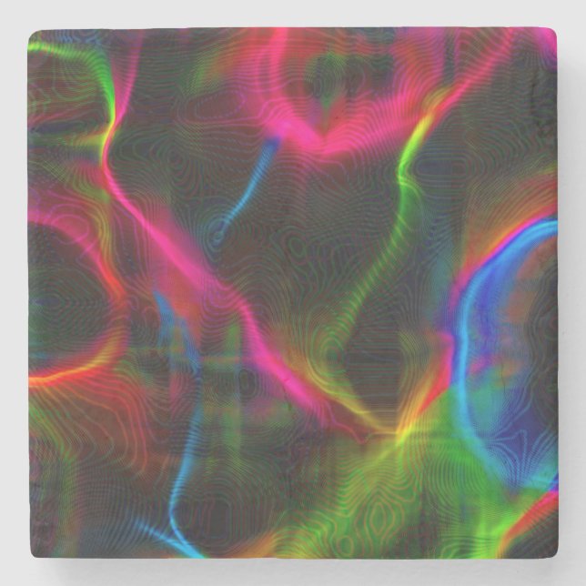 Posavasos De Piedra Líneas abstractas de color (Anverso)