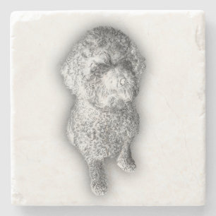 Posavasos De Piedra Líneas de Lagotto – Coaster Artesanal para el Pelo