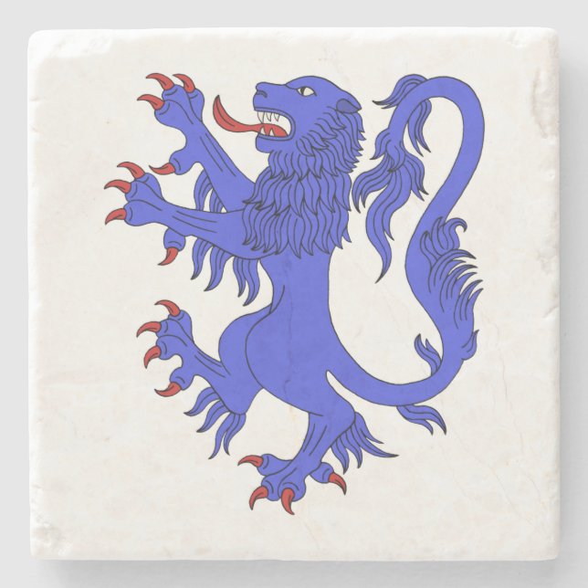 Posavasos De Piedra Lion Rampant Azure (Anverso)