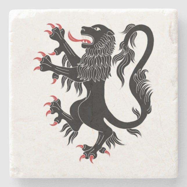 Posavasos De Piedra Lion Rampant Sable (Anverso)