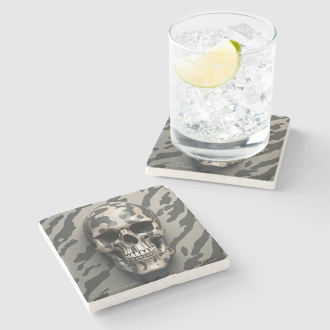 Posavasos De Piedra LITE Memento Mori Camo Skull EXISTENCIAL (Lateral)