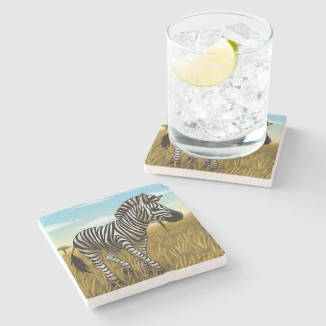 Posavasos De Piedra Little Zebra stone coaster (Lateral)