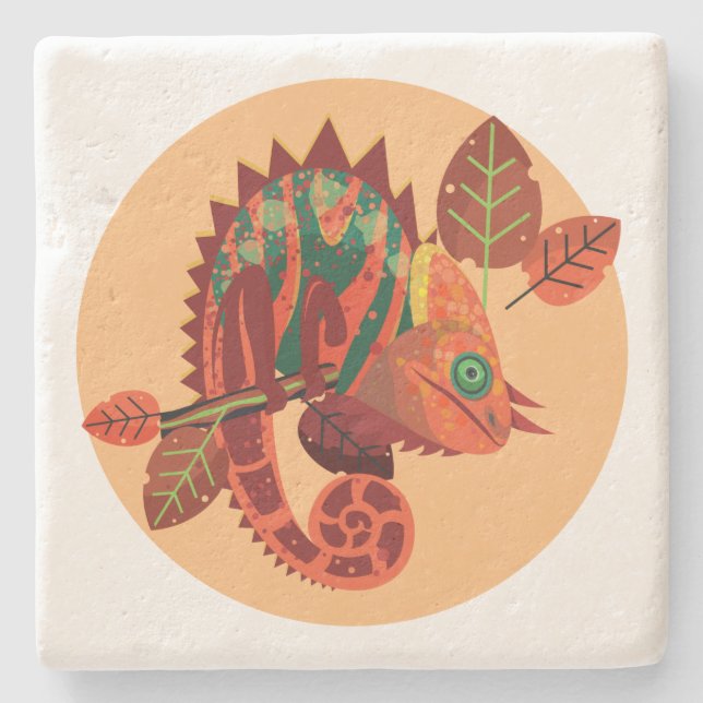 Posavasos De Piedra Lizard 4 escayola de piedra (Anverso)