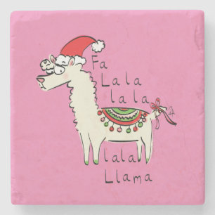 Posavasos De Piedra Llama a cute graciosos Navidades niños de vacacion