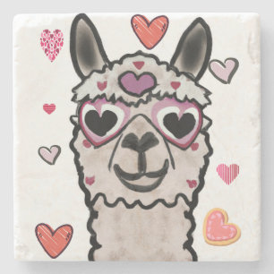 Posavasos De Piedra Llama de Guay con lentes de corazón