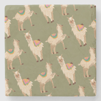 Posavasos De Piedra Llamas coloreadas y alpacas dibujadas a mano