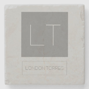 Posavasos De Piedra Llave gris monogramo atractiva