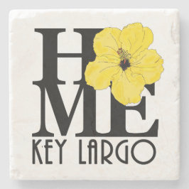 Posavasos De Piedra Llave HOME Largo amarillo Hibiscus