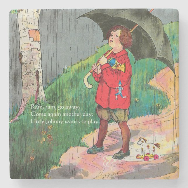 Posavasos De Piedra Lluvia, lluvia, váyase - Rima madre de oca (Anverso)