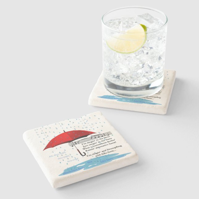 Posavasos De Piedra Lluvia y Sing Hechos Alternativos Hechos Caliza (Lateral)