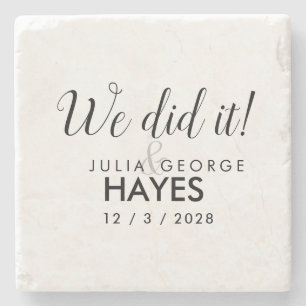 Posavasos De Piedra Lo hicimos Script Text Wedding Favor